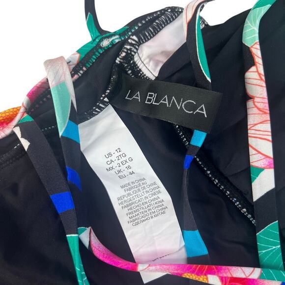 New Women’s La Blanca Floral Multi Strap Cross Back One Piece Swimsuit Size 12 - Picture 4 of 9